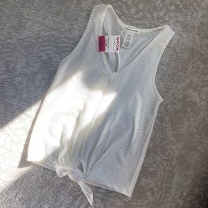 Caution To The Wind White Ribbed Tank Top